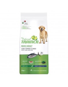 Natural Trainer cani adulti di grande taglia Tonno e Riso 12kg.Cibo Secco Per Cani