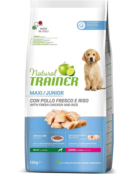 Trainer Dog Natural Maxi Junior kg 12. Cibo secco per Cani Cuccioli