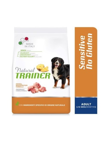 Trainer Dog Sensitive Medium Maxi Maiale e Cereali Integrali No Gluten Kg 12,5