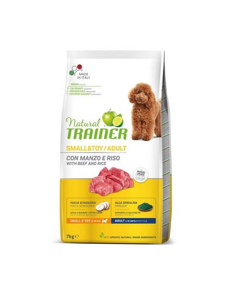 Trainer Dog Natural Small e Toy  Manzo e Riso kg 7. Cibo Secco Per Cani