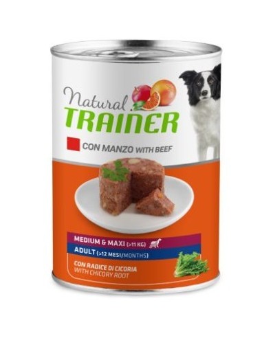Natural Trainer Dog Medium Maxi Manzo gr 400 Cibo Umido Per Cani