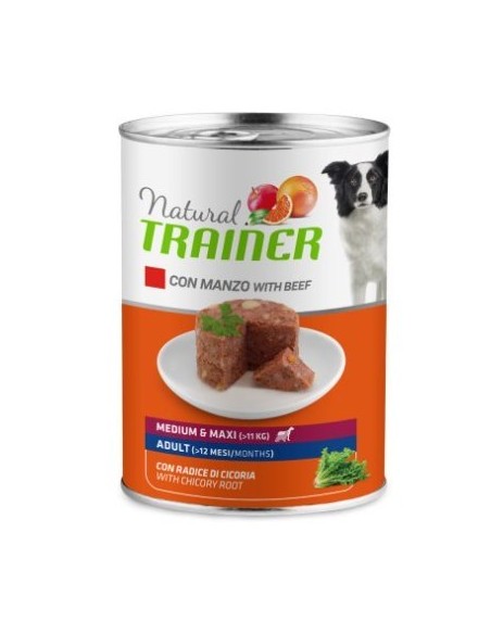 Natural Trainer Dog Medium Maxi Manzo gr 400 Cibo Umido Per Cani