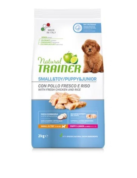 Trainer Dog Natural Small and Toy Puppy e Junior Pollo Fresco gr 800. Cibo Secco Per Cani Cuccioli