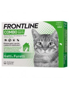 Frontline Combo, 3 Pipette, Antiparassitario per Gatti, Gattini e Furetti