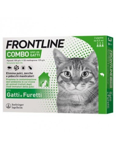 Frontline Combo Gatto Spot-on 3 Pipette Antiparassitario per Gatti Gattini e Furetti