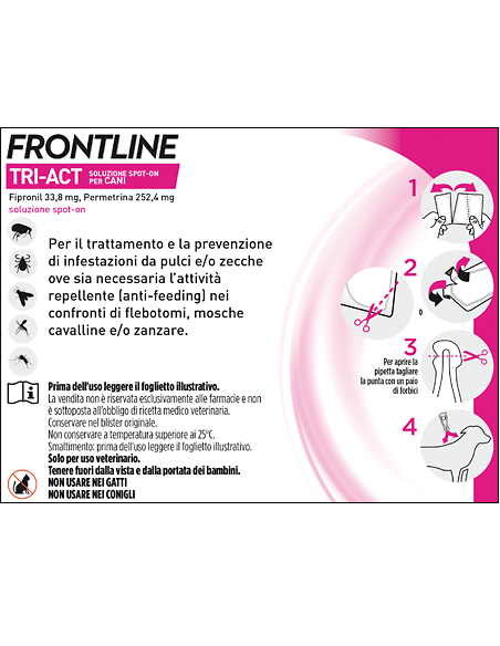 Frontline Triact, 3 Pipette, Cane M (10 -20 Kg), Antiparassitario per Cani e Cuccioli di Lunga Durata, Protegge il Cane da Pulci