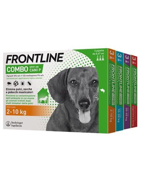 Frontline Combo, 3 Pipette, Cane Taglia S (2 - 10 Kg), Antiparassitario per Cani e Cuccioli di Lunga Durata, Protegge il Cane e