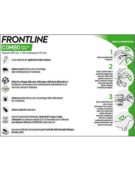 Frontline Combo, 3 Pipette, Cane Taglia L (10 - 20 Kg), Antiparassitario per Cani e Cuccioli di Lunga Durata, Protegge il Cane e