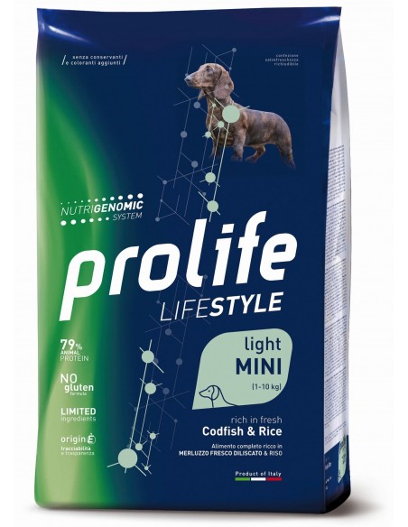 Prolife Life Style Adult Mini Light Codfish and Rice (Merluzzo e Riso) Gr.600 Cibo per Cani.