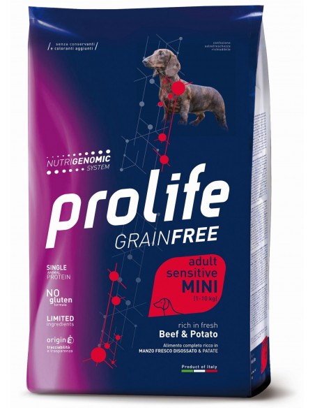 Prolife Grain Free Adult Mini Sensitive Beef and Potato(Manzo e Patate) Gr.600 Cibo per Cani.
