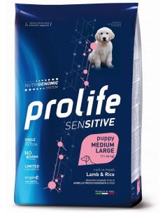 Prolife Sensitive Puppy Medium/Large Lamb and Rice (Agnello e Riso) Kg.2,5 Crocchette per Cuccioli.