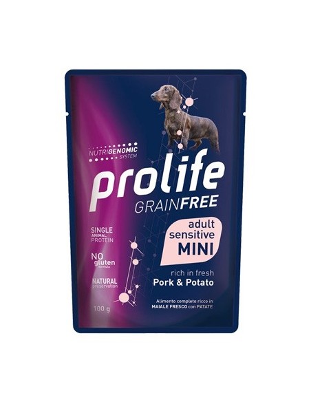 Prolife Grain Free Adult Mini Sensitive Pork and Potato (Maiale e Patate) Gr.100 Cibo Umido per Cani.