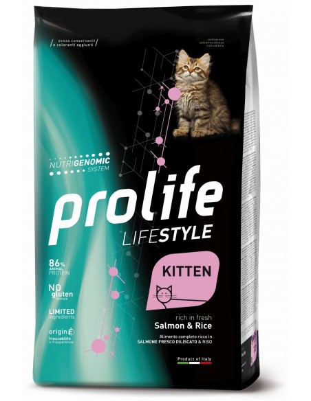 Prolife Life Style Kitten Salmon and Rice (Salmone e Riso) Kg.1,5 Cibo per Gatti.