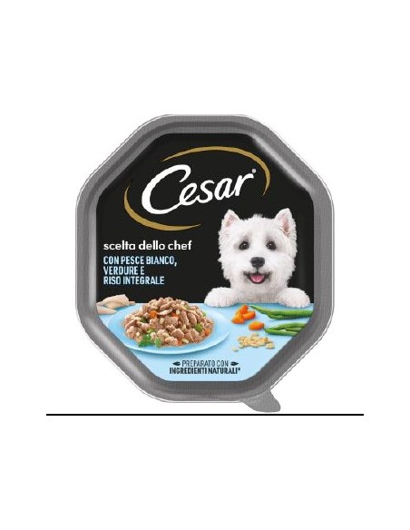 Cesar Scelta Dello Chef Pesce Bianco Verdure  Riso Integrale gr 150. Alimento per cani