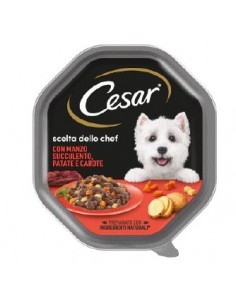 Cesar Scelta Dello Chef Manzo Succulento patate e carote gr150. Alimento Per Cani