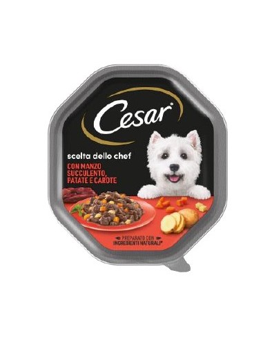 Cesar Scelta Dello Chef Manzo Succulento patate e carote gr150. Alimento Per Cani