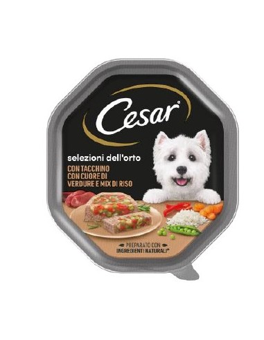 Cesar Selezione dell'Orto Tacchino Con Cuore Di Verdure Riso Gr150  Alimento  Per Cani