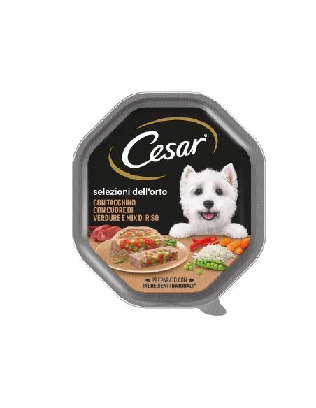 Cesar Selezione dell'Orto Tacchino Con Cuore Di Verdure Riso Gr150  Alimento  Per Cani