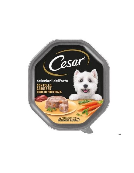 Cesar Selezione Dell'Orto Pollo Carote Erba  di Provenza gr. 150 . Alimento  Per Cani