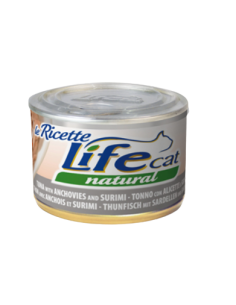 Life Cat Natural Le Ricette Tonno con Alicette e Surimi Gr.150 Cibo Umido per Gatti