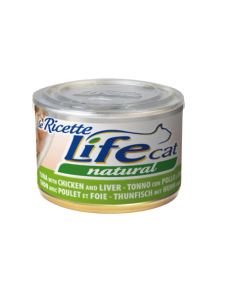 Life Cat Natural Le Ricette Tonno con Pollo e Fegatini Gr.150 Cibo Umido per Gatti