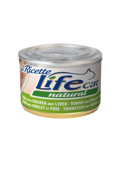Life Cat Natural Le Ricette Tonno con Pollo e Fegatini Gr.150 Cibo Umido per Gatti