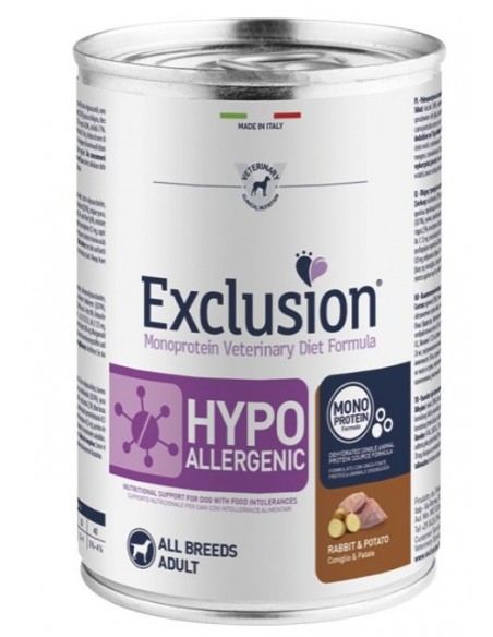 Exclusion Hypoallergenic con Coniglio e Patate All Breeds gr 400. Alimento Dietetico Per Cani