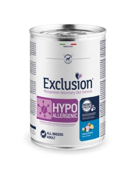 Exclusion Hypoallergenic con Pesce e Patate All Breeds gr 400. Alimento Dietetico Per Cani