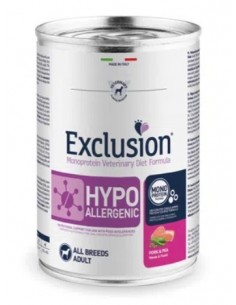 Exclusion Hypoallergenic con Maiale e Piselli All Breeds gr 400. Alimento Dietetico Per Cani