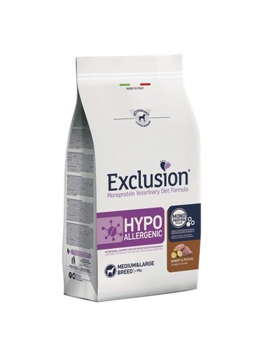 EXCLUSION DIET HYPOALLERGENIC CONIGLIO E PATATE M/L KG.12