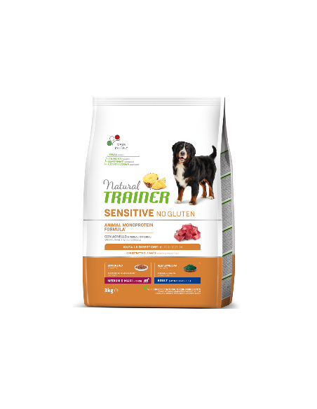 NATURAL TRAINER DOG SENSITIVE M/M AGNELLO E CEREALI INTE. NO GLUTEN KG.3