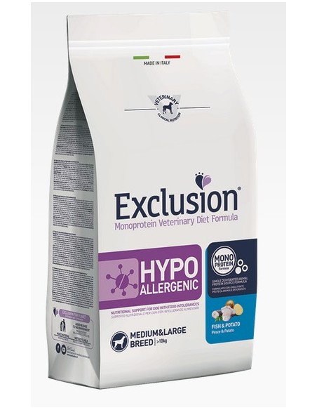EXCLUSION DIET HYPOALLERGENIC PESCE E PATATE M/L KG.12