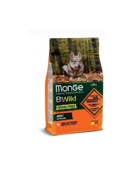 Monge Bwild Grain Free Adult All Breeds Anatra e Patate Kg.12 Cibo per Cani