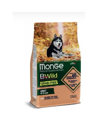 Monge Bwild Grain Free All Breeds Salmone e Piselli Kg.2,5 Cibo per Cani