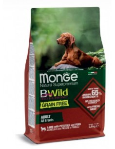 Monge Bwild Grain Free Adult All Breeds Agnello con Patate e Piselli Kg.2,5 Cibo per Cani