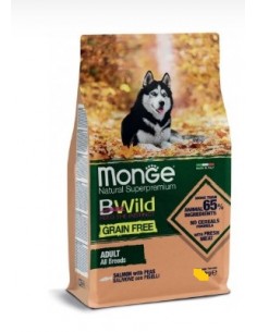 Monge Bwild Grain Free Adult All Breeds Salmone e Piselli Kg.12 Cibo Secco per Cani