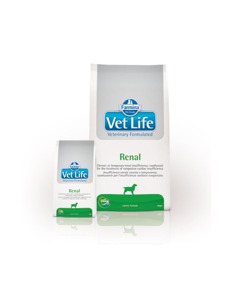 Vet Life Dog Renal Kg.2 Farmina Cibo secco per Cani è un alimento completo dietetico per il supporto della funzione renale.