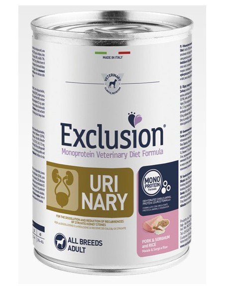 Exclusion Diet Urinary Maiale e Sorgo gr 400. Alimento Dietetico Per Cani