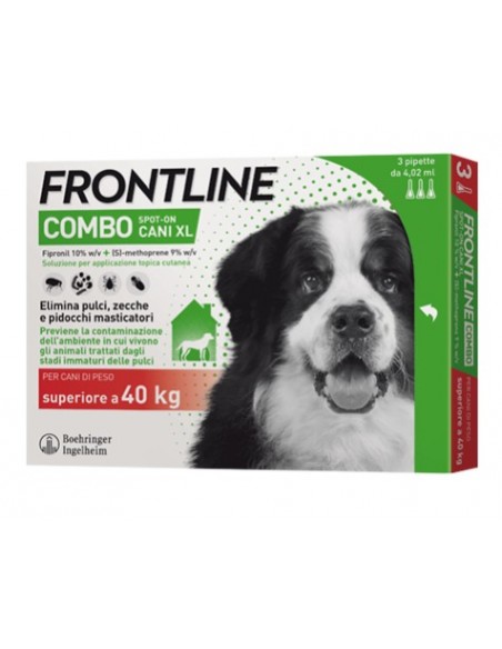Frontline Combo, 3 Pipette, Cane Taglia Xl (oltre 40 Kg), Antiparassitario  per Cani e Cuccioli di Lunga Durata, Protegge il Cane