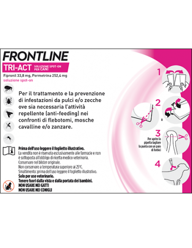 Frontline Triact 5-10 Kg 3 Pipette Antiparassitario per Cani e Cuccioli. Protezione da pulci, zecche e pappataci Frontline Triac