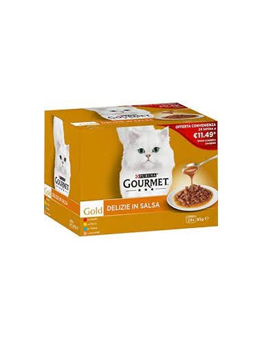 Gourmet Gold Delizie In Salsa Multipack 24 lattine gr 85. Mangime Per Gatti