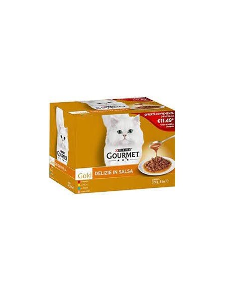 Gourmet Gold Delizie In Salsa Multipack 24 lattine gr 85. Mangime Per Gatti