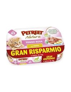 Petreet Natura Tonno Rosa Con Patate Multipack 5+1. Mangime Umido Per Gatti