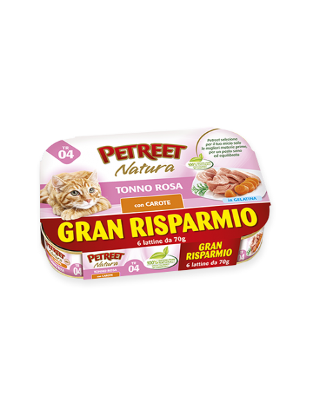 Petreet Natura Tonno Rosa Con Carote 6. Multipack. Mangime Per Gatti