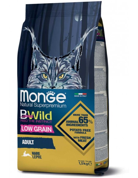 Monge Bwild Low Grain Lepre Kg.1,5 Cibo Secco per Gatti