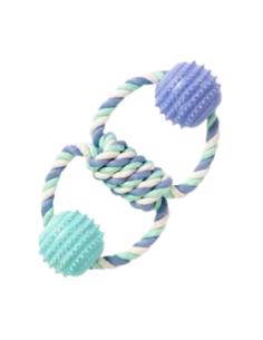 Gimdog Cotton Dent Plus 2 Anelli Con Corda e Palla Tpr. Giochi Per Cani