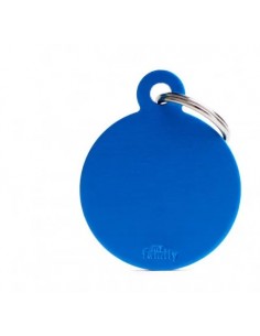 Medaglietta Basic Cerchio Grande Blu in Alluminio. Accessori per cani