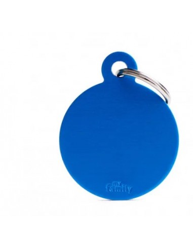 Medaglietta Basic Cerchio Grande Blu in Alluminio. Accessori Per  cani