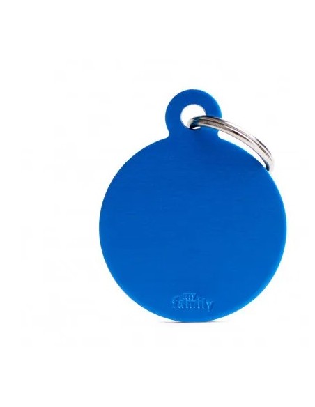 Medaglietta Basic Cerchio Grande Blu in Alluminio. Accessori per cani