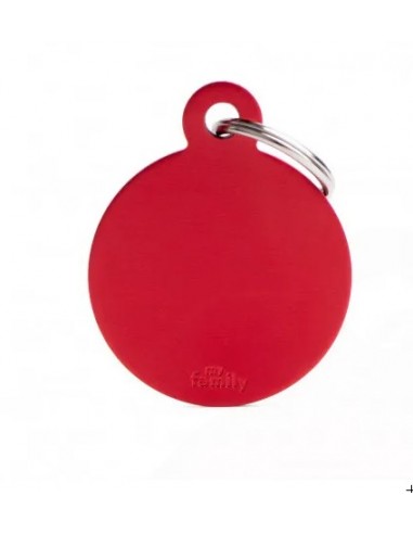Medaglietta Basic Cerchio Grande Rosso in Alluminio. Accessori per Cani